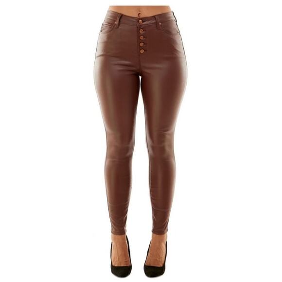 Almost Famous Women's Brown Super High Rise Skinny Pants Size 1 - Picture 1 of 3